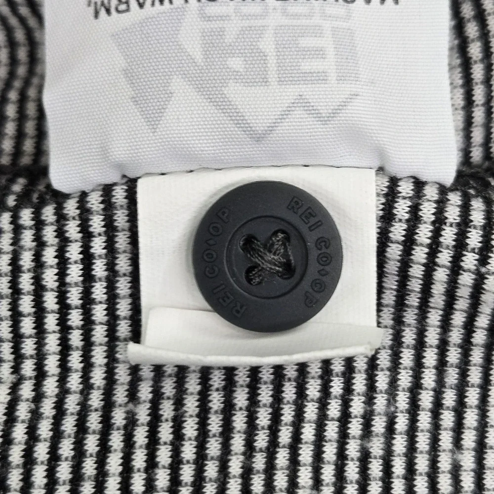 REI‎ Co-Op Men Shirt XXL Gray Henley Polyester Wool Geometric Waffle Knit